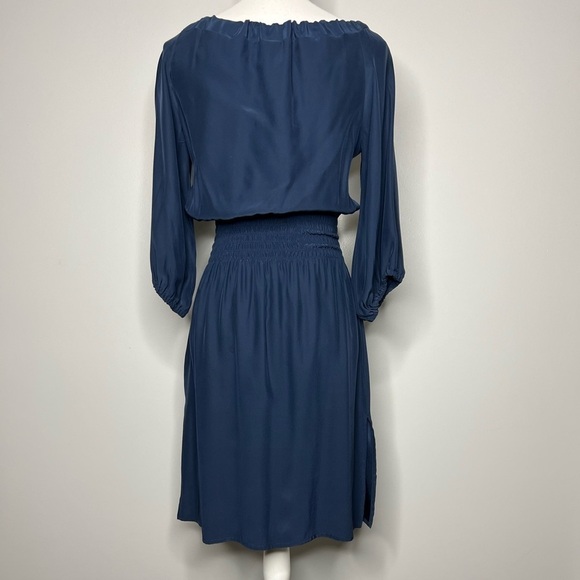 Abaete Silk Off the Shoulder Blouson Dress with Elbow Length Sleeve - Picture 3 of 10